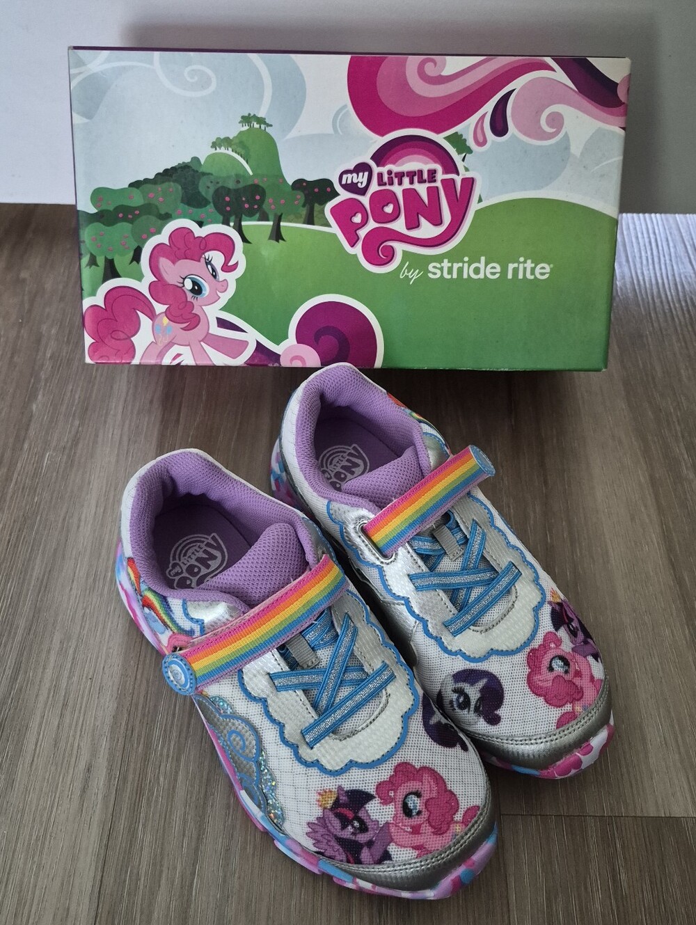 NEW Stride Rite My Little Pony Tennis Shoes Equestria Light Up Girls 3M Velcro